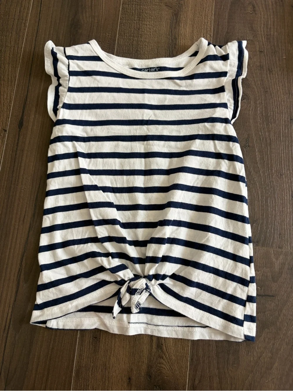 Carter's Navy & White Striped Tie-Front Tee